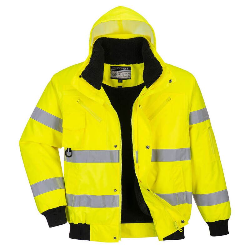 Portwest Hi-Vis 3-in-1 Bomber Jacket (Yellow / XL / Regular Fit)