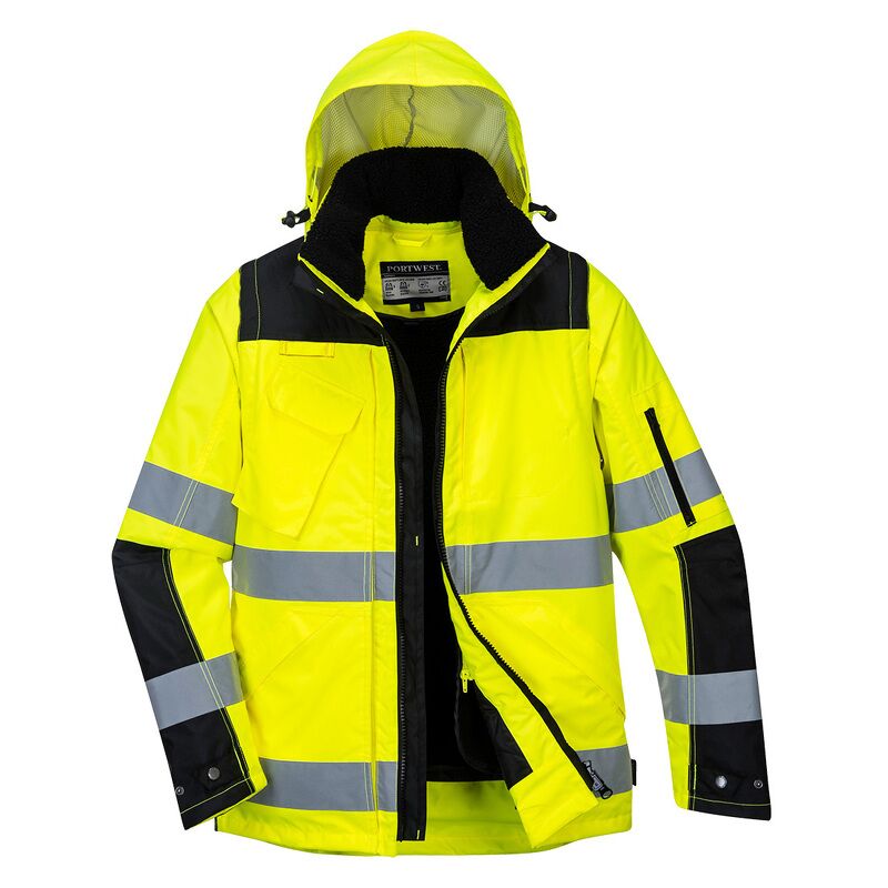 Portwest Hi-Vis 3-in-1 Contrast Winter Pro Jacket (Yellow/Black / 4XL / Regular Fit)