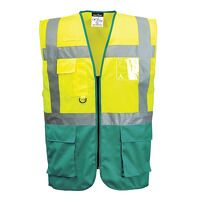 Portwest Warsaw Hi-Vis Contrast Executive Vest (Yellow/Green / XXL / Regular Fit)