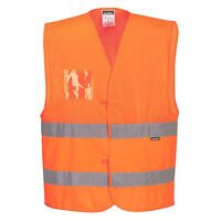 Portwest Hi-Vis Half Mesh Two Band Vest (Orange / XX/3X / Regular Fit)