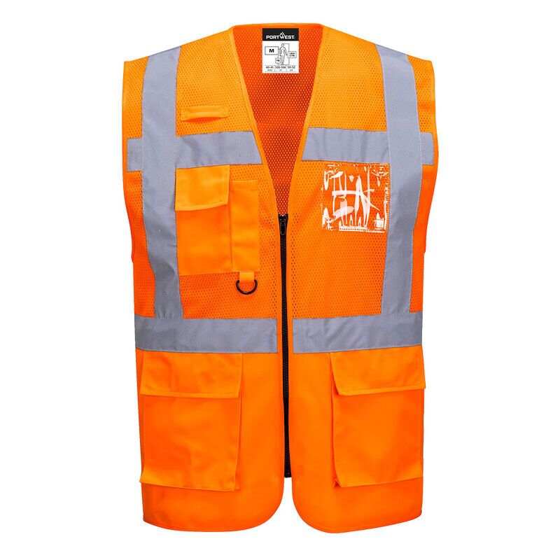 Portwest Madrid Hi-Vis Half Mesh Executive Vest (Orange / XXL / Regular Fit)