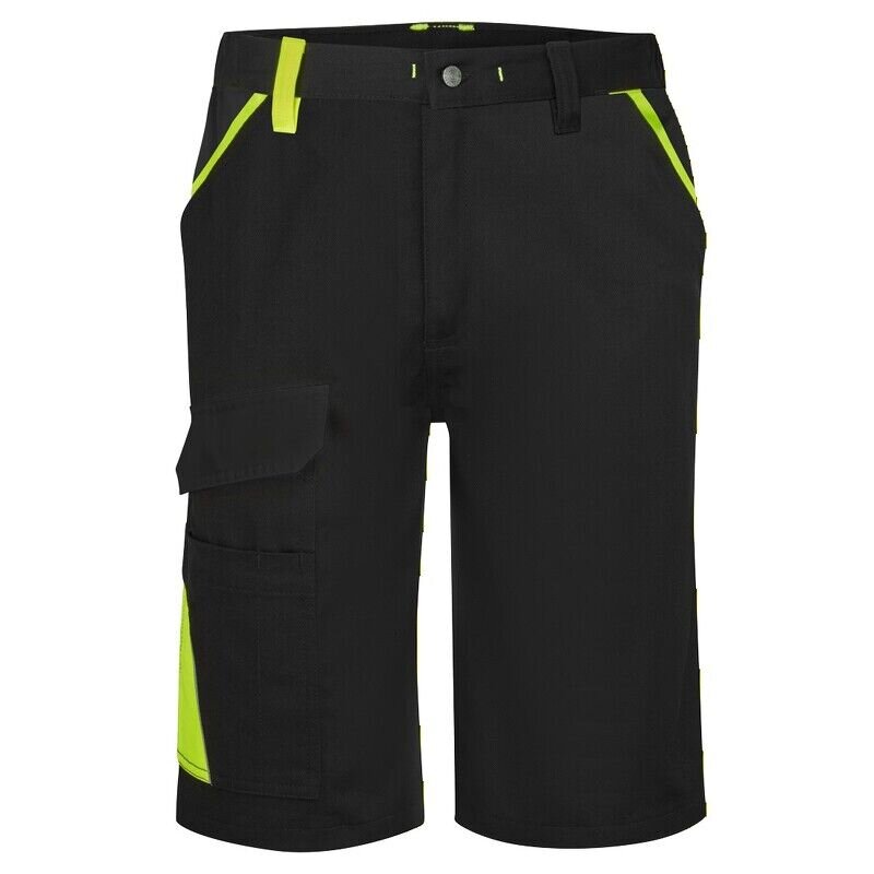 Portwest WX1 Two Tone Cotton Shorts (Black/Yellow / 30 / Regular Fit)