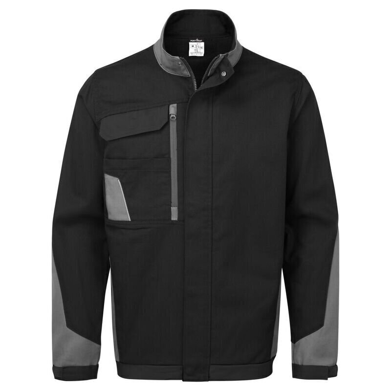 Portwest WX1 Lightweight Cotton Work Jacket (Black/Grey / XXL / Regular Fit)