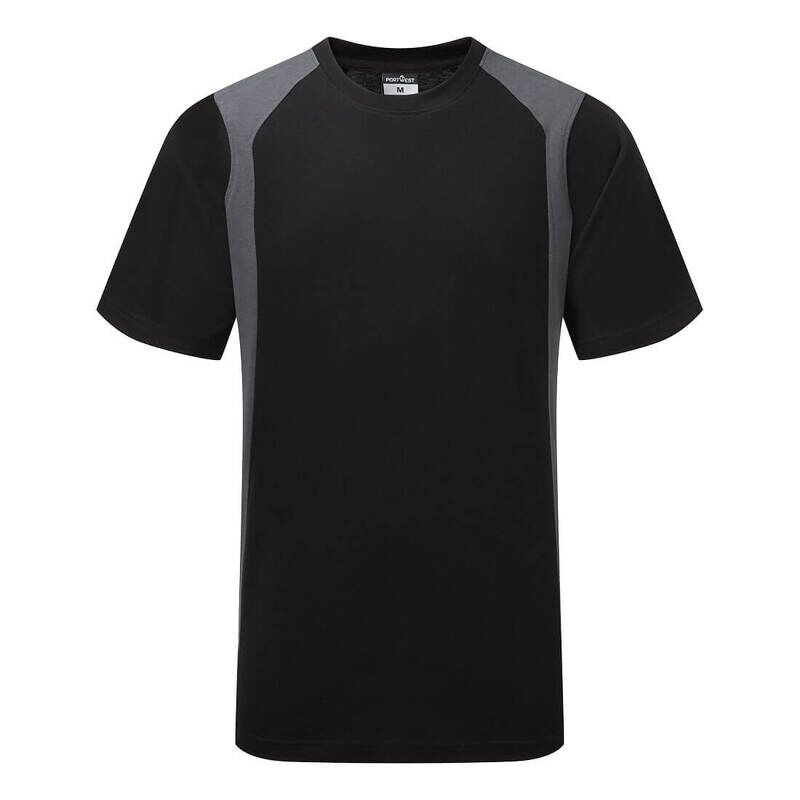 Portwest WX2 Short Sleeved T-Shirt (Black/Grey / XL / Regular Fit)