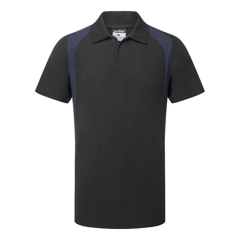 Portwest WX2 Eco Short Sleeved Polo Shirt (Black/Navy / XXL / Regular Fit)
