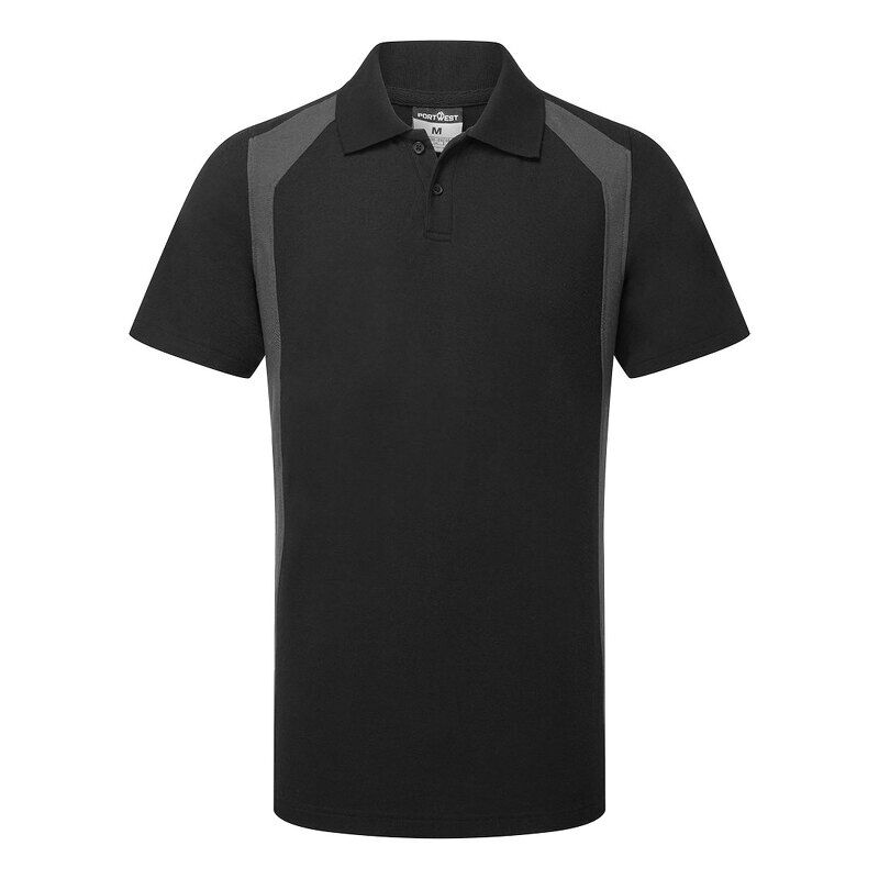 Portwest WX2 Eco Short Sleeved Polo Shirt (Black/Grey / L / Regular Fit)