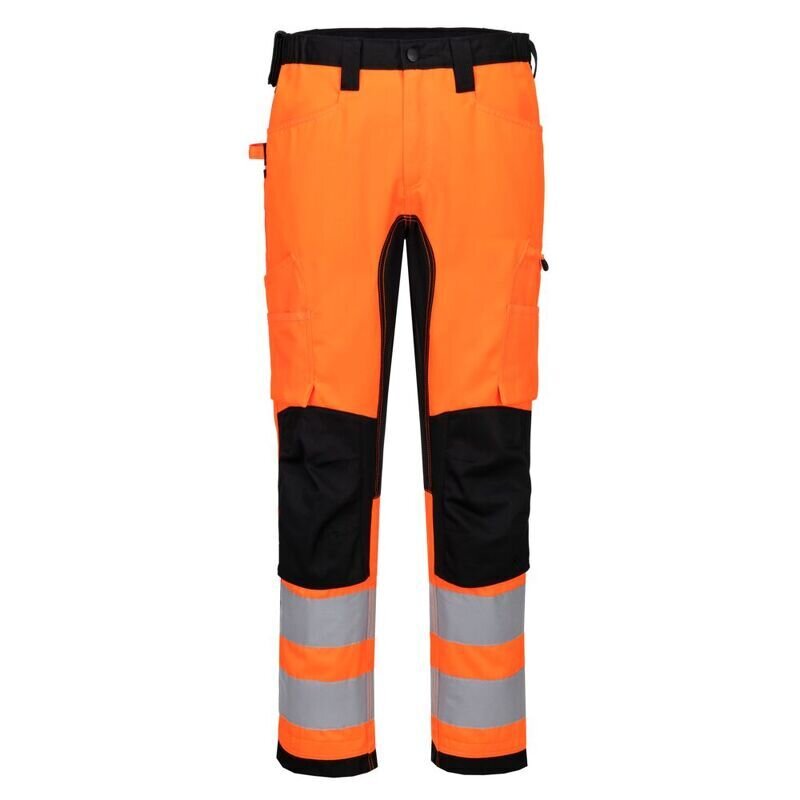 Portwest WX2 ECO Hi-Vis Stretch Trade Trousers (Orange/Black / 33 / Regular Fit)