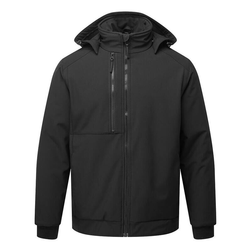 Portwest WX2 Eco Hooded Insulated Softshell Jacket (2 Layers) (Black / 2XL / Tall Fit)