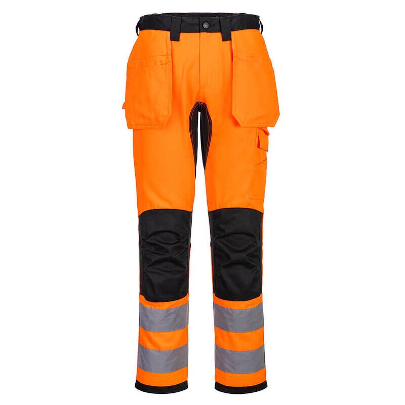 Portwest WX2 Eco Hi-Vis Holster Pocket Trousers (Orange/Black / 48 / Regular Fit)