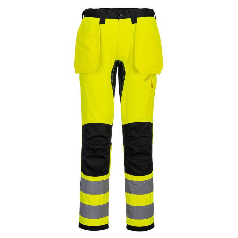 Portwest WX2 Eco Hi-Vis Holster Pocket Trousers (Yellow/Black / 34 / Regular Fit)