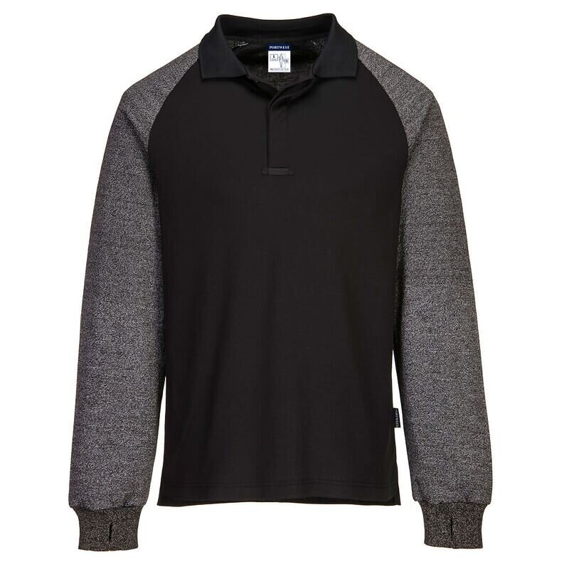 Portwest Polo Shirt with Cut Resistant Sleeves (Black / XXXL / Regular Fit)