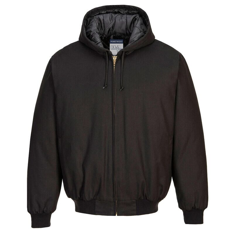 Portwest Duck Quilt Lined Hooded Jacket (Black / 5XL / Regular Fit)