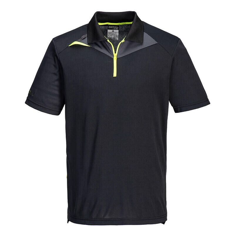 Portwest DX4 Polo Shirt Short Sleeved (Black / L / Regular Fit)