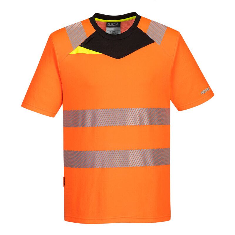 Portwest DX4 Hi-Vis Short Sleeved T-Shirt (Orange/Black / M / Regular Fit)