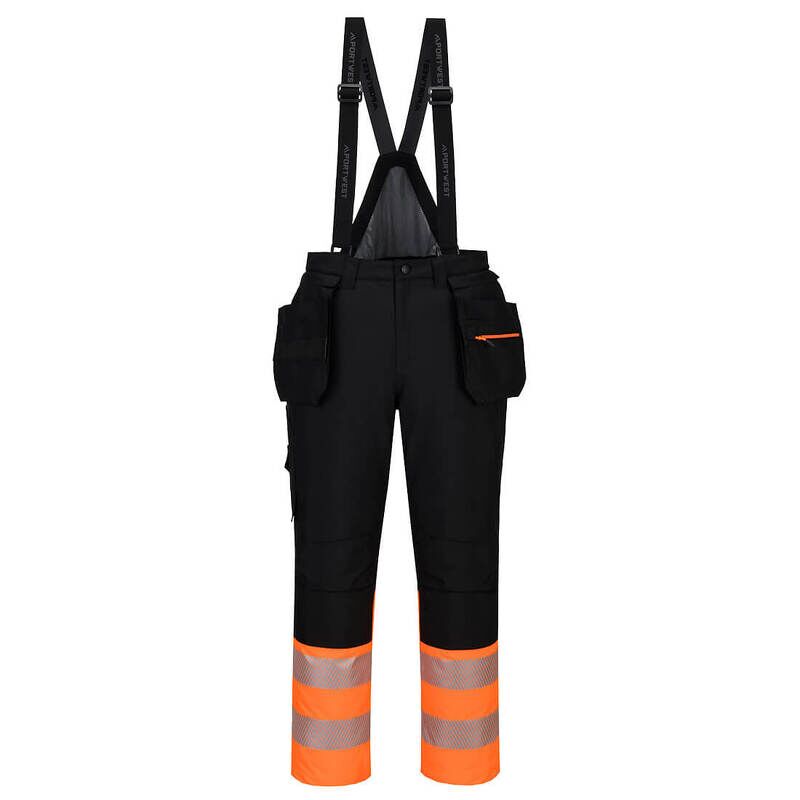 Portwest DX4 Hi-Vis Class 1 Winter Bib and Brace (Orange/Black / 4XL / Regular Fit)