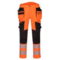Portwest DX4 Hi-Vis Detachable Holster Pocket Trousers (Orange/Black / 48 / Regular Fit)