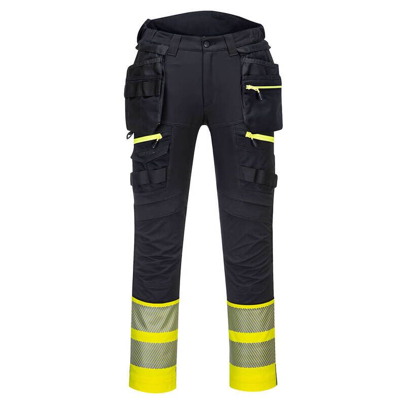 Portwest DX4 Hi-Vis Detachable Holster Pocket Class 1 Trousers (Yellow/Black / 41 / Regular Fit)