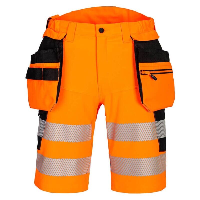 Portwest DX4 Hi-Vis Holster Pocket Shorts (Orange/Black / 32 / Regular Fit)