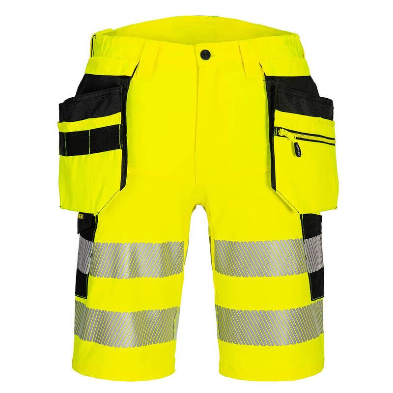Portwest DX4 Hi-Vis Holster Pocket Shorts (Yellow/Black / 40 / Regular Fit)