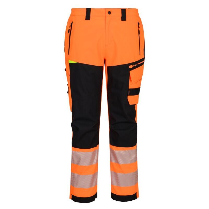 Portwest DX4 Hi-Vis Rain Trousers (Orange/Black / 30 / Regular Fit)