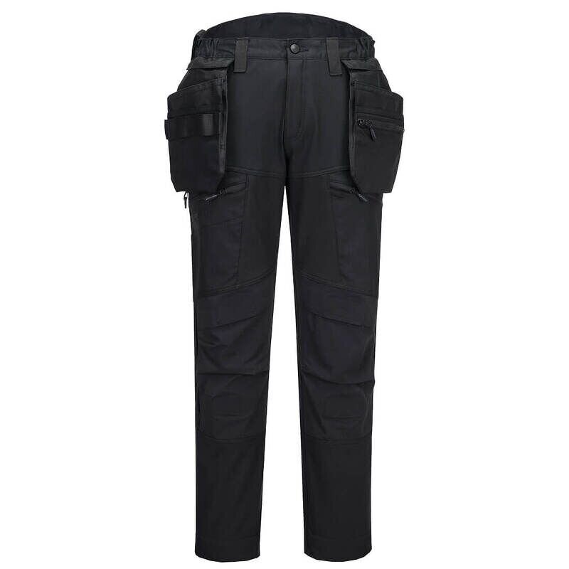 Portwest DX4 Softshell Holster Trousers (3L) (All Black / 32 / Regular Fit)