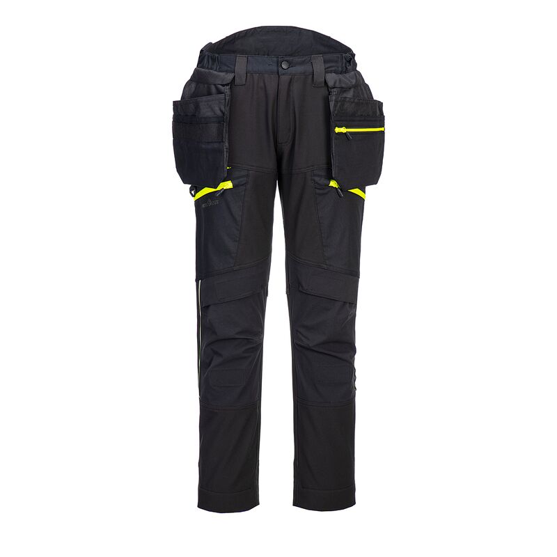 Portwest DX4 Detachable Holster Pocket Softshell Trousers (Black / 28 / Regular Fit)