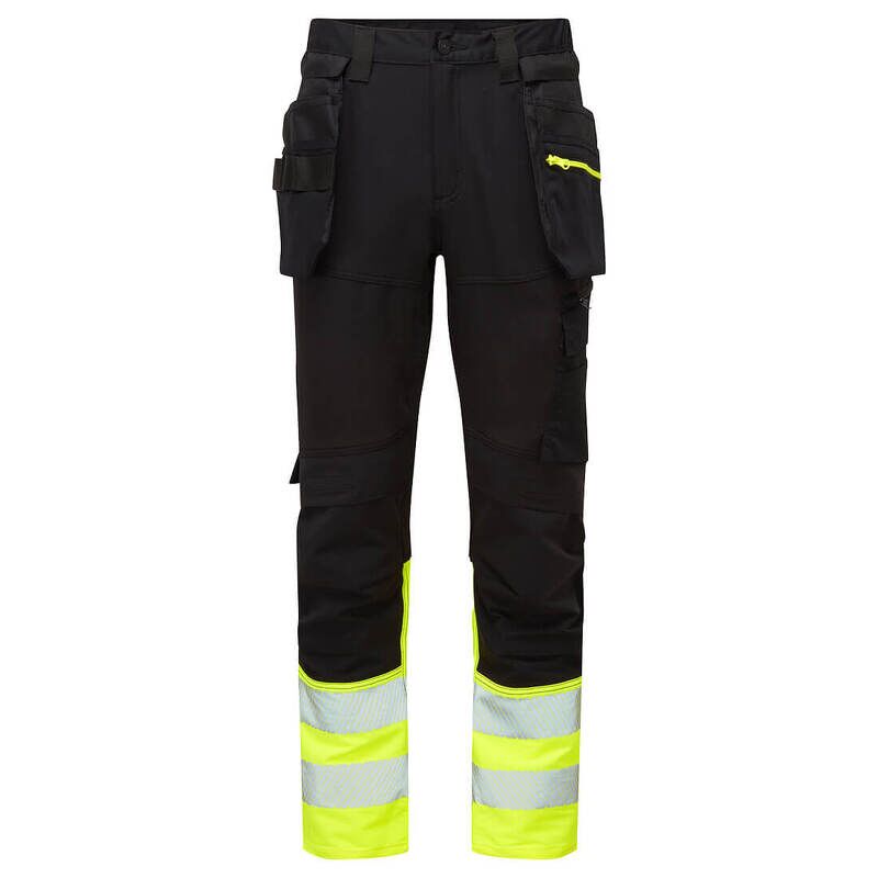 Portwest DX4 Hi-Vis Class 1 Craft Trousers (Yellow/Black / 38 / Regular Fit)