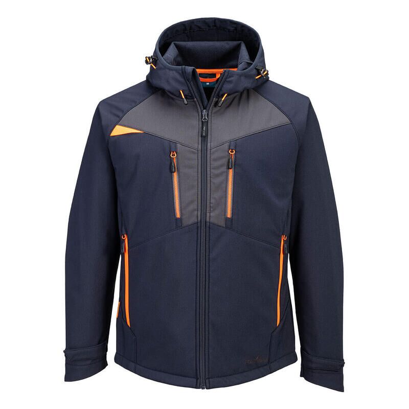 Portwest DX4 Hooded Softshell Jacket (3 Layers) (Navy / M / Regular Fit)