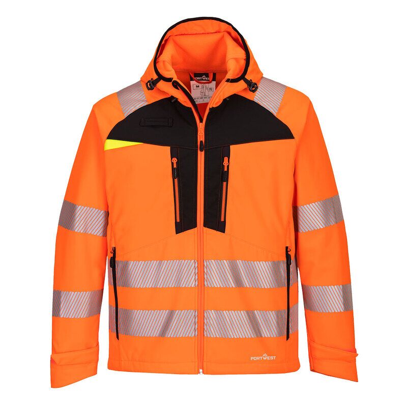 Portwest DX4 Hi-Vis 3 Layer Softshell Jacket (Orange/Black / XS / Regular Fit)