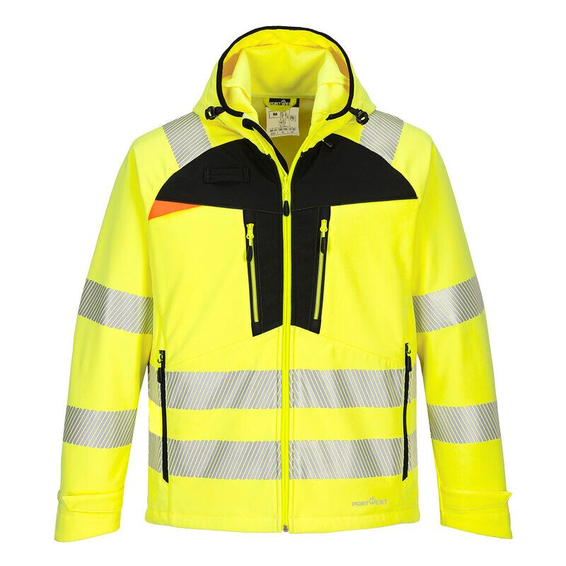 Portwest DX4 Hi-Vis 3 Layer Softshell Jacket (Yellow/Black / M / Regular Fit)