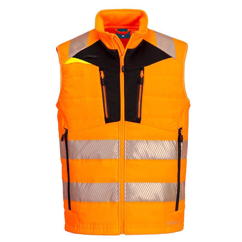 Portwest DX4 Hi-Vis Hybrid Baffle Bodywarmer (Orange/Black / XL / Regular Fit)