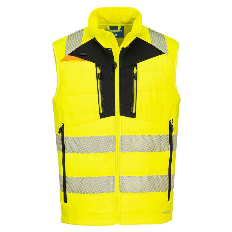 Portwest DX4 Hi-Vis Hybrid Baffle Bodywarmer (Yellow/Black / XXXL / Regular Fit)