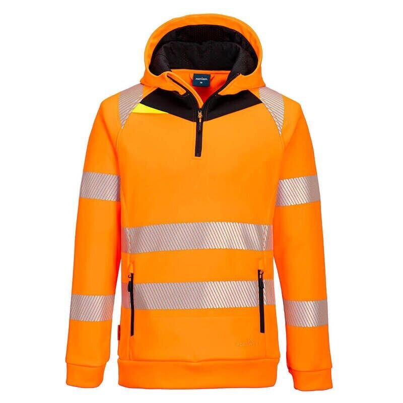 Portwest DX4 Hi-Vis 1/4 Zip Hoodie (Orange/Black / 4XL / R)