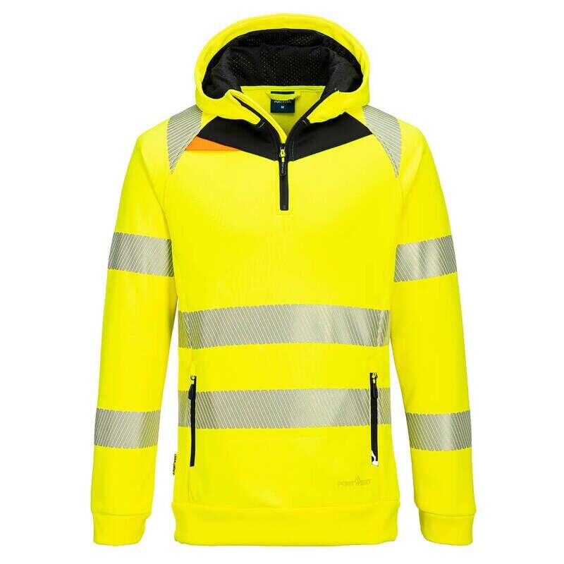 Portwest DX4 Hi-Vis 1/4 Zip Hoodie (Yellow/Black / S / R)