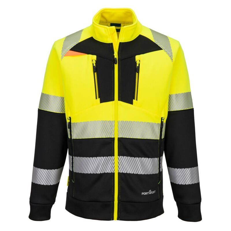 Portwest DX4 Hi-Vis Class 1 Funnel Neck Zipped Sweatshirt (Yellow/Black / 5XL / Regular Fit)