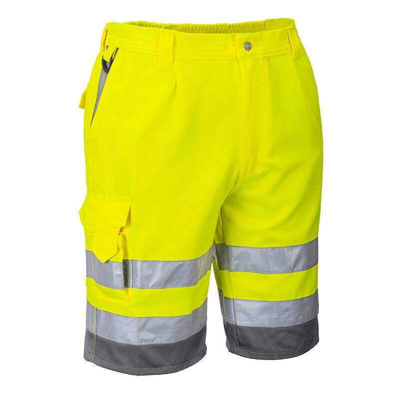 Portwest Hi-Vis Contrast Shorts (Yellow/Grey / L / Regular Fit)