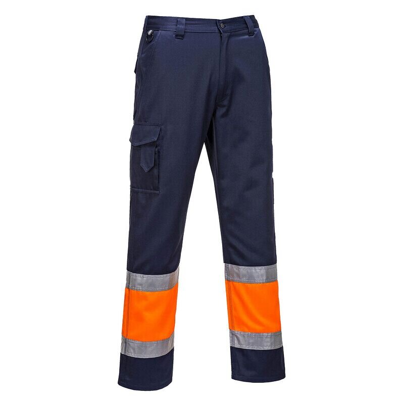 Portwest Hi-Vis Contrast Class 1 Service Trousers (Orange/Navy / S / Regular Fit)