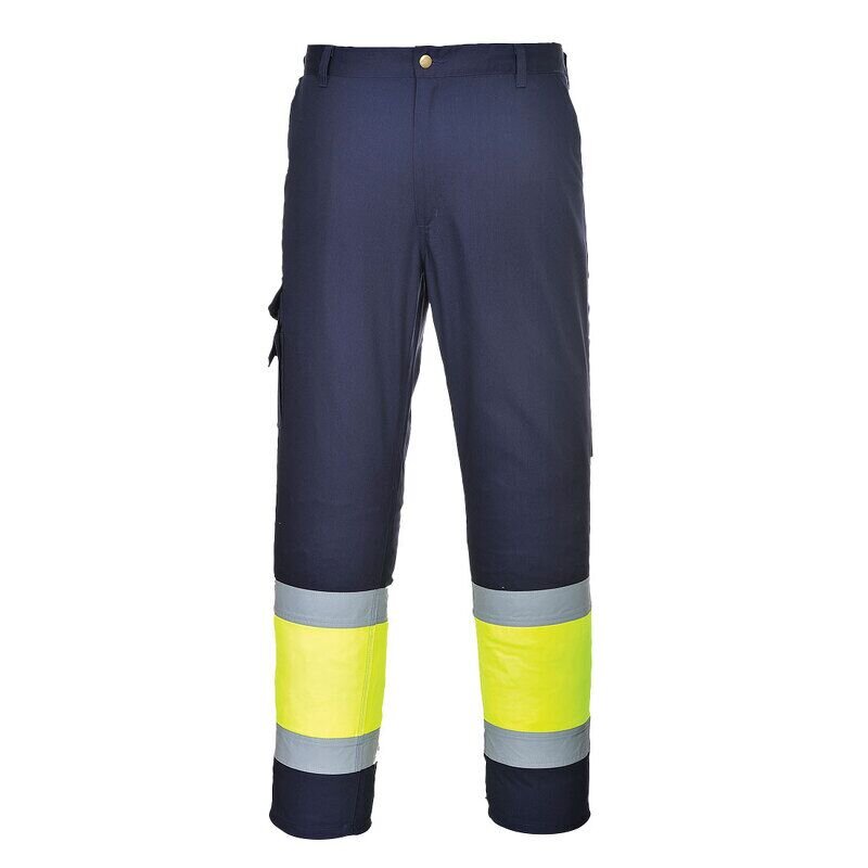 Portwest Hi-Vis Contrast Class 1 Service Trousers (Yellow/Navy / XL / Regular Fit)