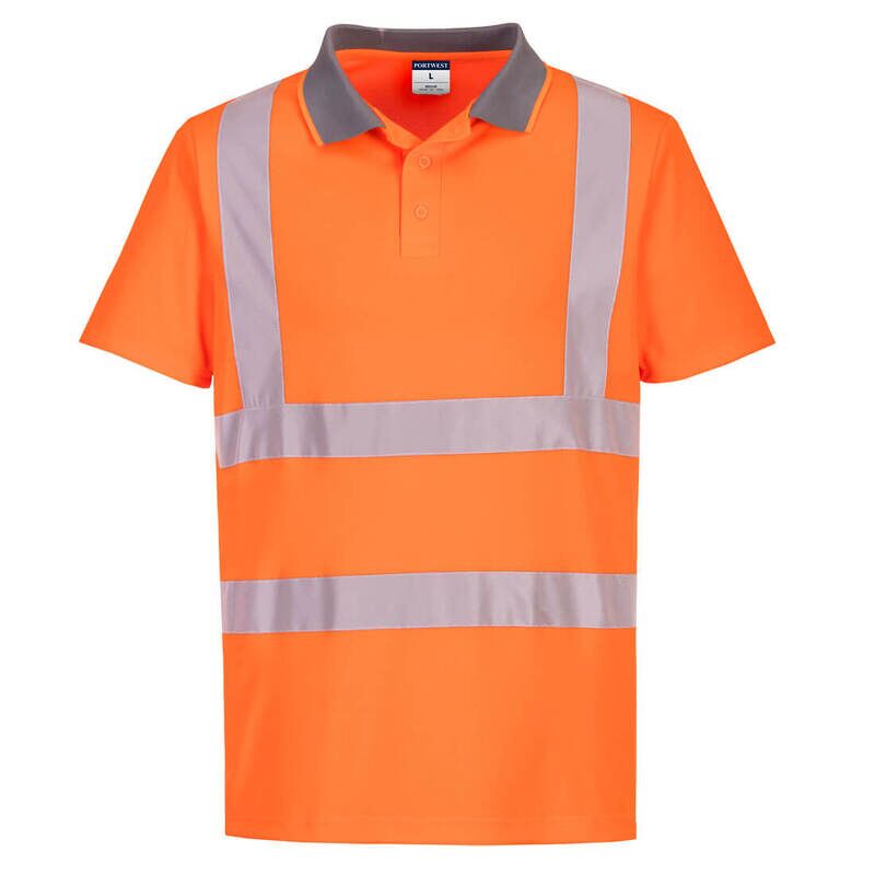 Portwest Eco Hi-Vis Short Sleeved Polo Shirt (6 Pack) (Orange / 4XL / Regular Fit)