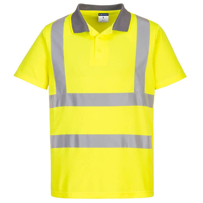 Portwest Eco Hi-Vis Short Sleeved Polo Shirt (6 Pack) (Yellow / L / Regular Fit)