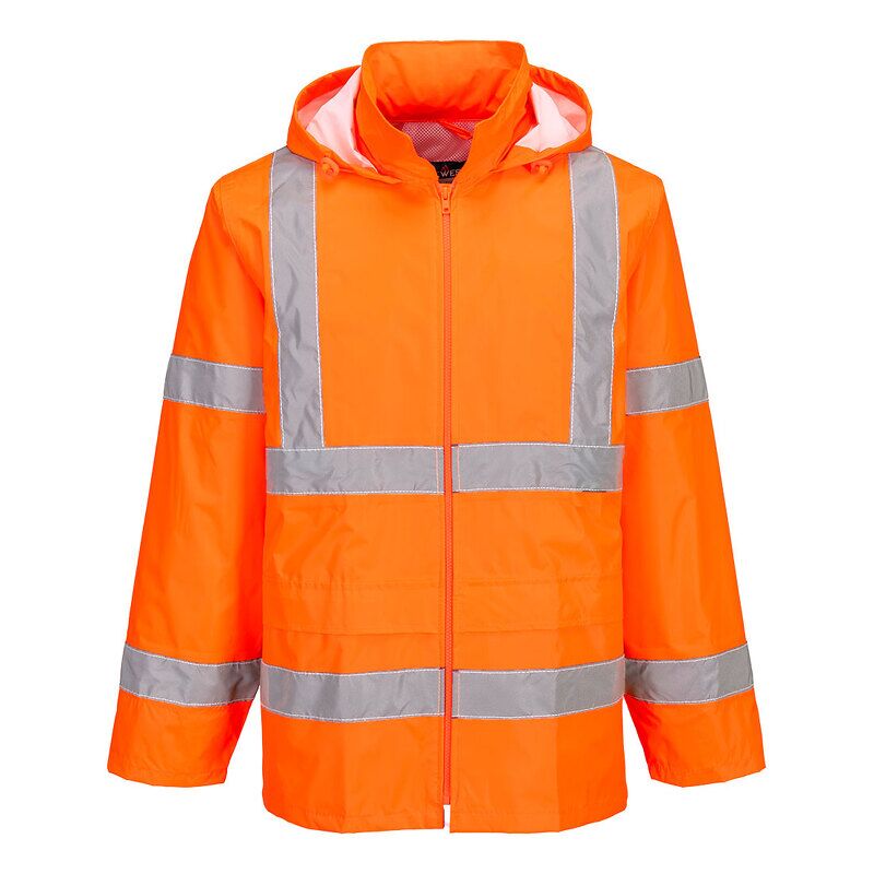 Portwest ES1 Essential HV Rain Jacket (Orange / S / Regular Fit)