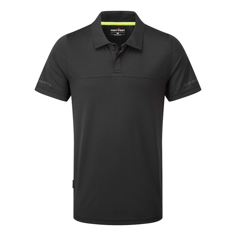 Portwest EV4 Lightweight Short Sleeved Polo Shirt (Black / L / Regular Fit)