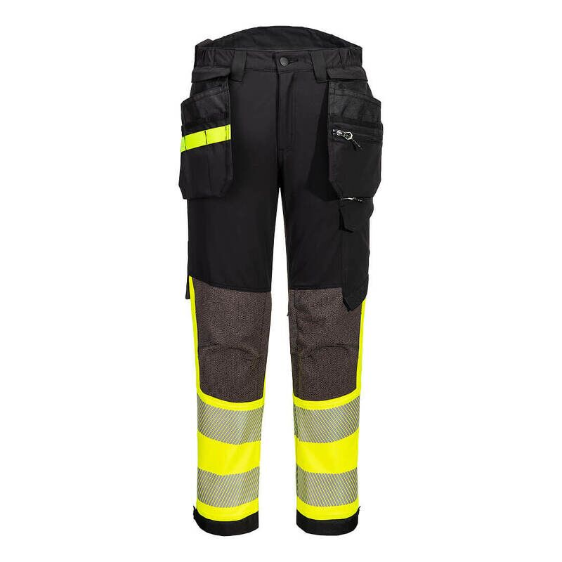 Portwest EV4 Hi-Vis Stretch Detachable Holster Class 1 Trousers (Yellow/Black / 33 / Regular Fit)