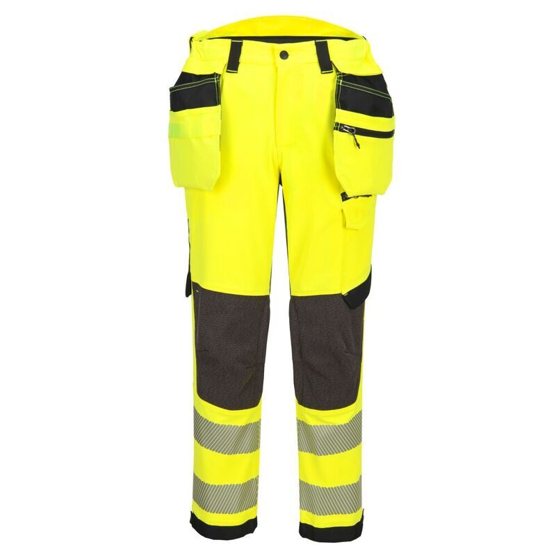Portwest EV4 Hi-Vis Stretch Detachable Holster Class 2 Trousers (Yellow/Black / 42 / Regular Fit)