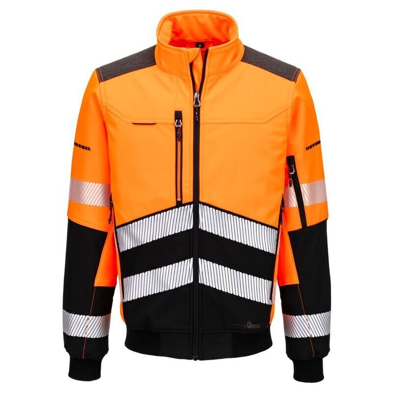 Portwest EV4 Hi-Vis 3 Layer Softshell Bomber Jacket (Orange/Black / S / Regular Fit)