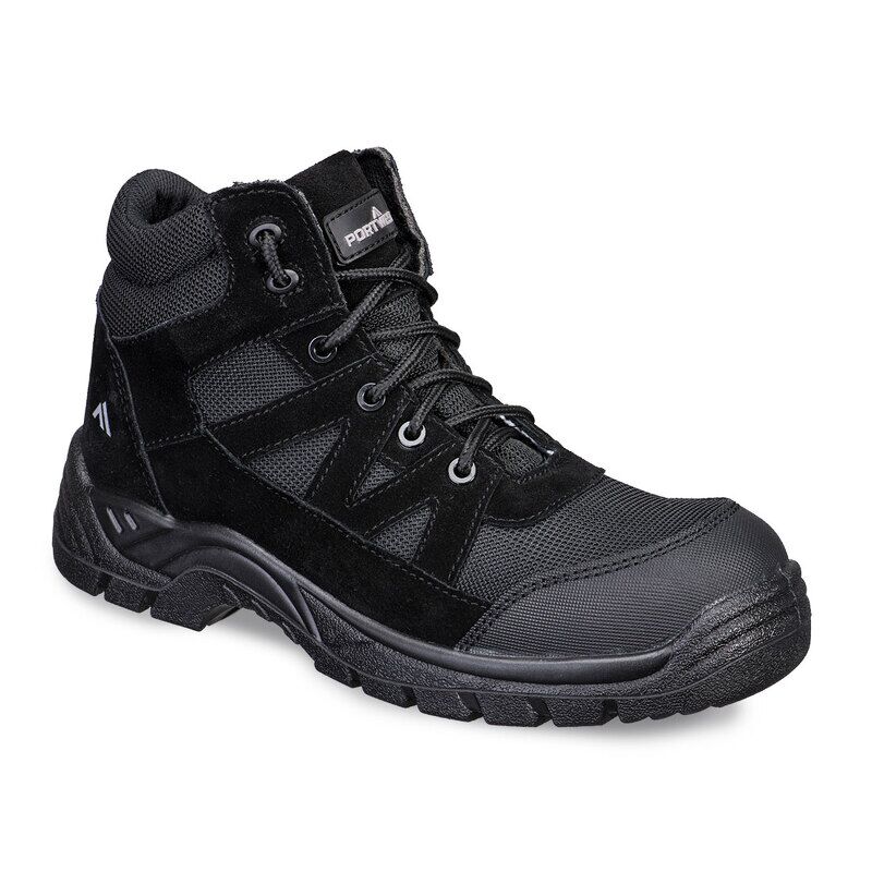 Portwest Composite Textile and Suede Ankle Boot S1PL SR FO (Black / 44 / Regular Fit)