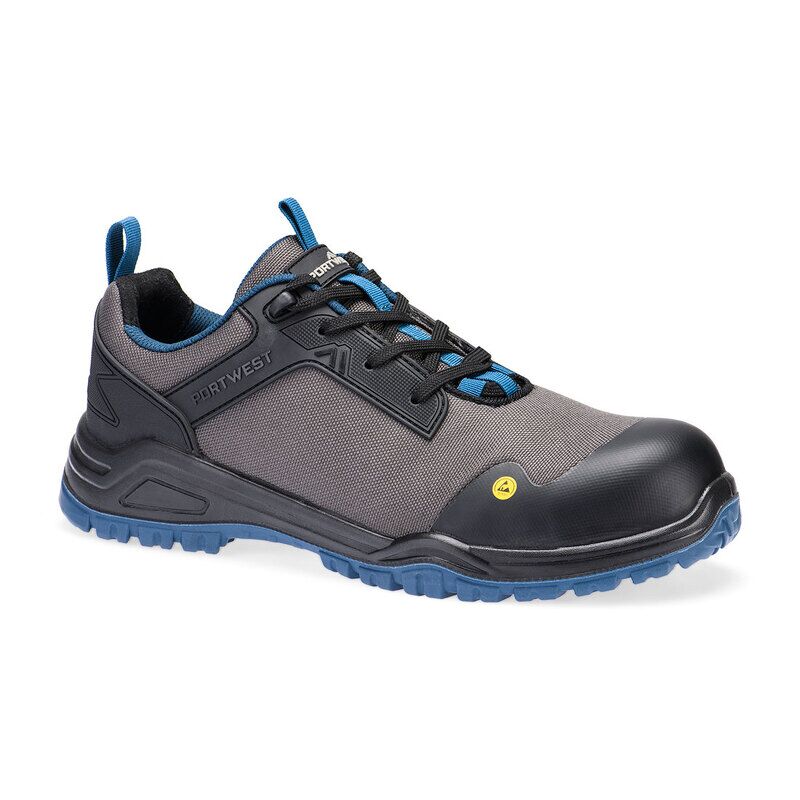 Portwest Composite Mesh Low Shoes S3S ESD SR FO  (Black/Teal / 42)