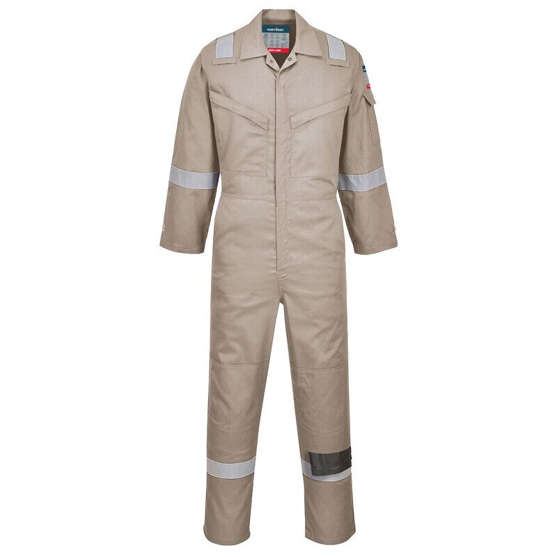 Portwest Flame Resistant Super Light Weight Anti-Static Coverall 210g (Khaki / XXL / Regular Fit)