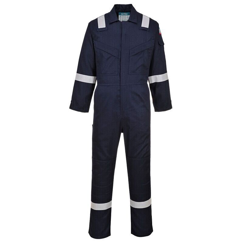 Portwest Flame Resistant Super Light Weight Anti-Static Coverall 210g (Navy / XS / Regular Fit)