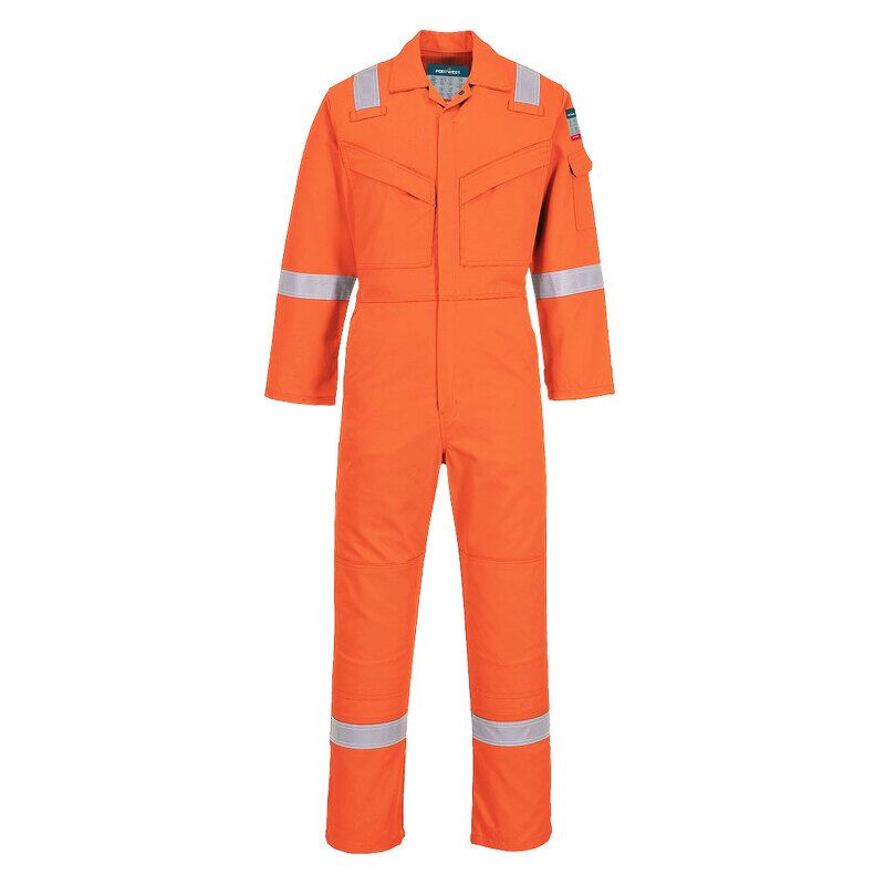 Portwest Flame Resistant Super Light Weight Anti-Static Coverall 210g (Orange / L / Regular Fit)